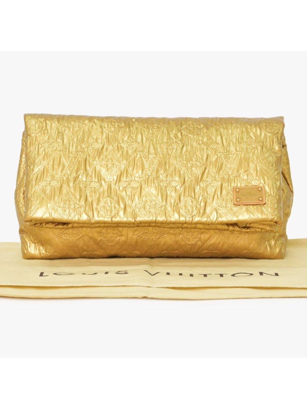 Louis Vuitton Clutch Limelight PM Gold Silk Wool